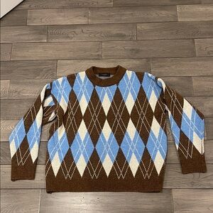 Storets Brown and Blue Argyle Sweater